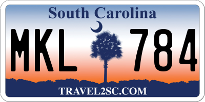 SC license plate MKL784