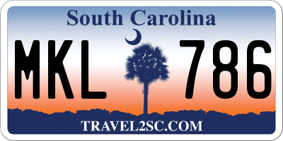 SC license plate MKL786