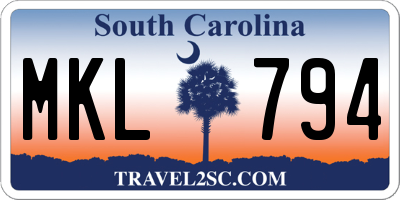 SC license plate MKL794