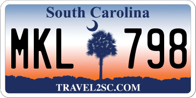 SC license plate MKL798