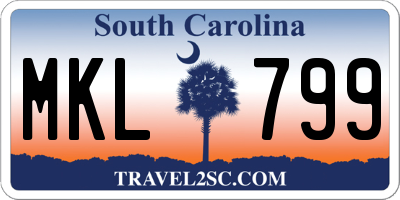 SC license plate MKL799