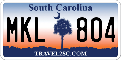 SC license plate MKL804