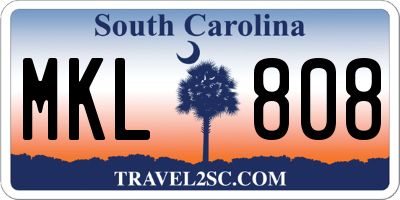 SC license plate MKL808