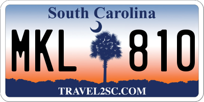 SC license plate MKL810