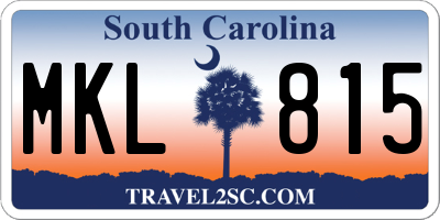 SC license plate MKL815