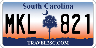 SC license plate MKL821