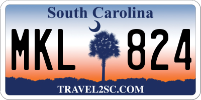 SC license plate MKL824