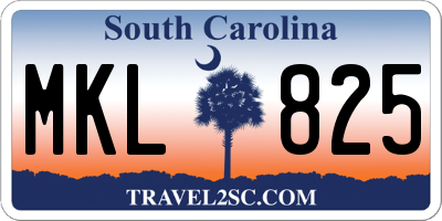 SC license plate MKL825