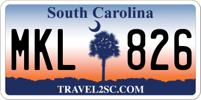 SC license plate MKL826