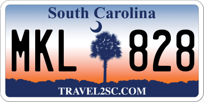 SC license plate MKL828