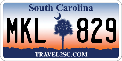 SC license plate MKL829