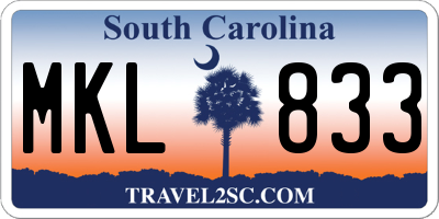SC license plate MKL833