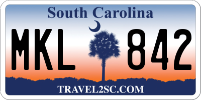 SC license plate MKL842