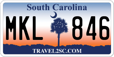 SC license plate MKL846