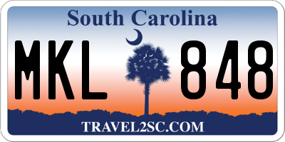 SC license plate MKL848