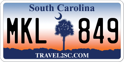 SC license plate MKL849
