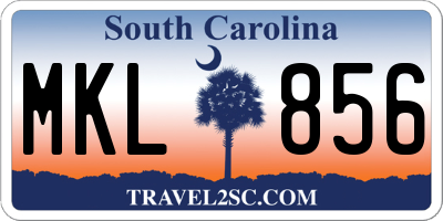 SC license plate MKL856