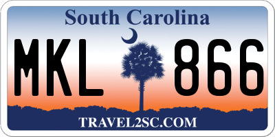 SC license plate MKL866