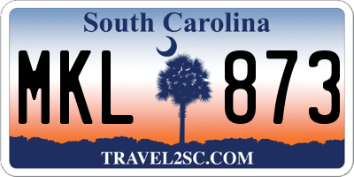 SC license plate MKL873