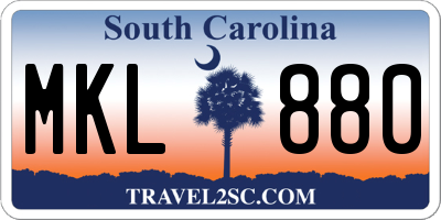 SC license plate MKL880