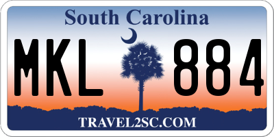 SC license plate MKL884