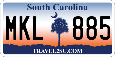 SC license plate MKL885