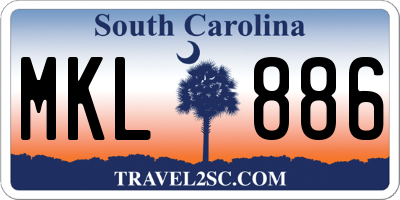 SC license plate MKL886