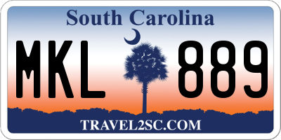 SC license plate MKL889