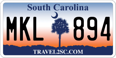 SC license plate MKL894