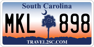 SC license plate MKL898