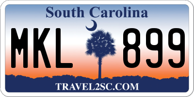 SC license plate MKL899