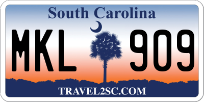 SC license plate MKL909