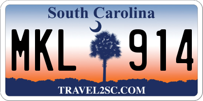SC license plate MKL914