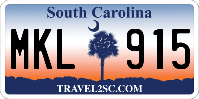 SC license plate MKL915