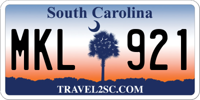 SC license plate MKL921