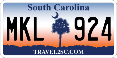 SC license plate MKL924