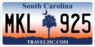 SC license plate MKL925