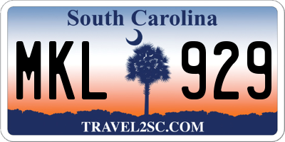 SC license plate MKL929