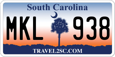 SC license plate MKL938