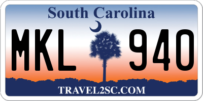 SC license plate MKL940
