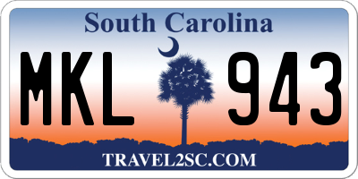 SC license plate MKL943