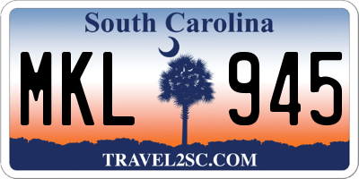 SC license plate MKL945