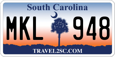 SC license plate MKL948