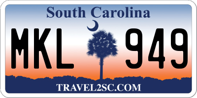 SC license plate MKL949
