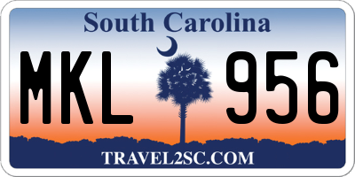 SC license plate MKL956