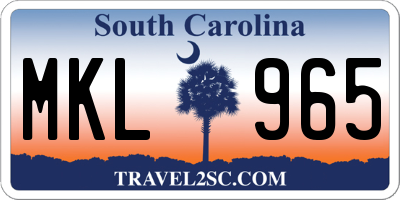 SC license plate MKL965