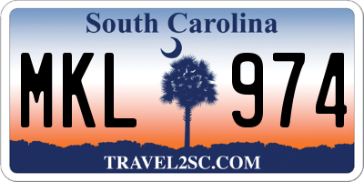 SC license plate MKL974