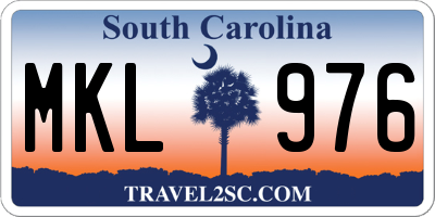 SC license plate MKL976