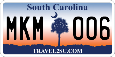 SC license plate MKM006