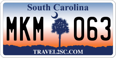 SC license plate MKM063